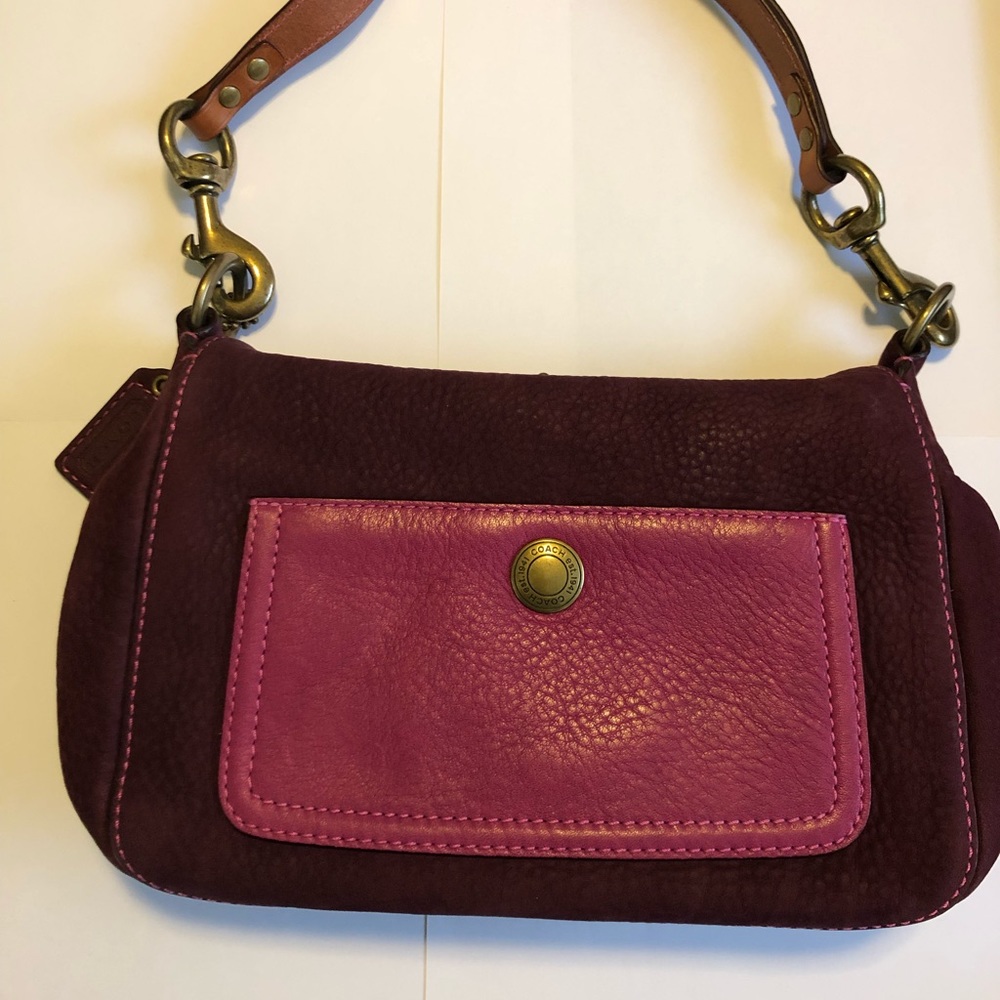 Vintage Coach Deep Plum Suede Hobo Bag
